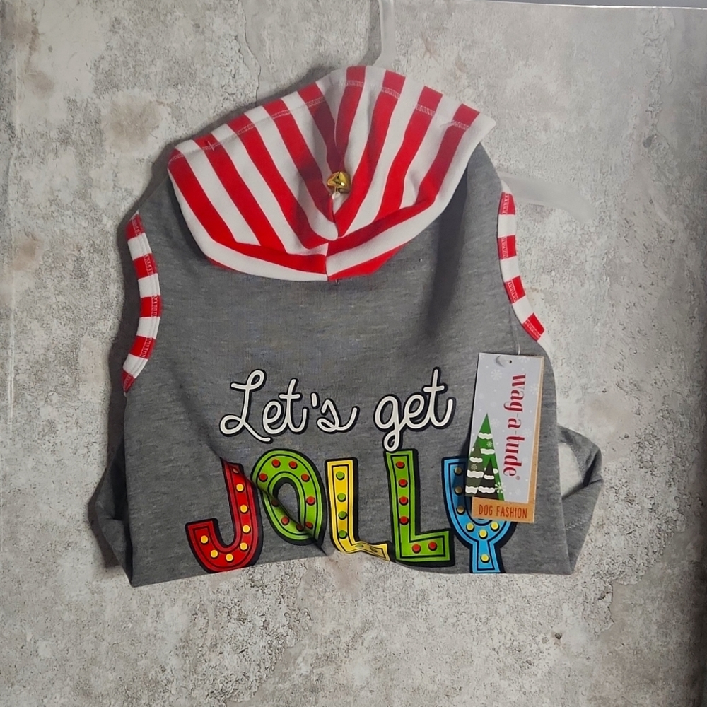 Christmas Dog hooded shirt Let's Get Jolly  wag-a-tude. Large
